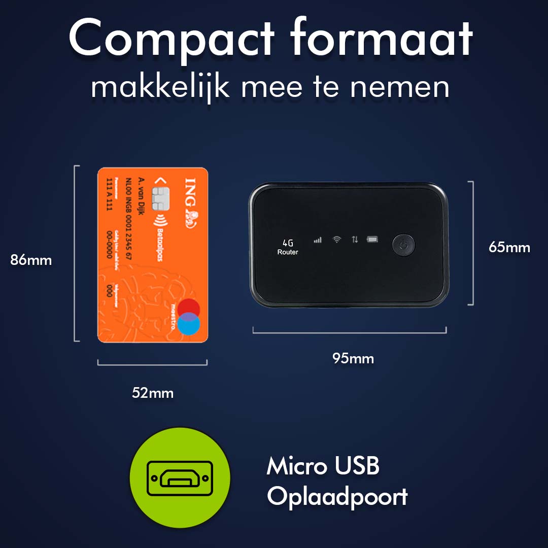 CS Global Mifi Router– Mifi – Werkt Overal Ter Wereld - Werkt met Simkaart – Wifi Router – 4G Router – 15 Apparaten – 9.5x6.5x1.5 CM