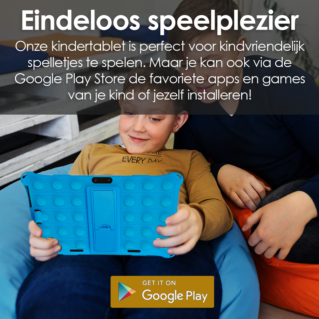 AngelTech Kindertablet XL – 100%Kidsproof– Extra Groot – Ook Voor Volwassen Gebruik – 10 inch - Ouderlijk toezicht – Fidgy beschermhoes - 32GB – Blauw of Roze