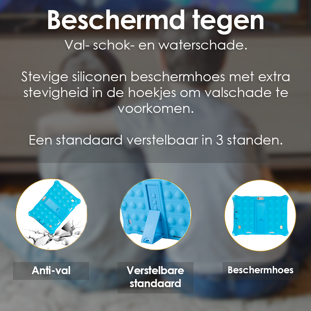 AngelTech Kindertablet XL – 100%Kidsproof– Extra Groot – Ook Voor Volwassen Gebruik – 10 inch - Ouderlijk toezicht – Fidgy beschermhoes - 32GB – Blauw of Roze