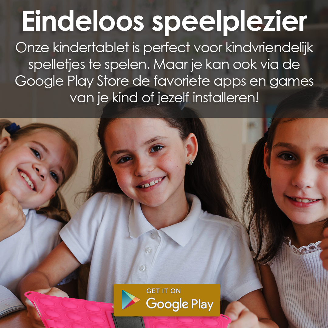 AngelTech Kindertablet XL – 100%Kidsproof– Extra Groot – Ook Voor Volwassen Gebruik – 10 inch - Ouderlijk toezicht – Fidgy beschermhoes - 32GB – Roze of Blauw